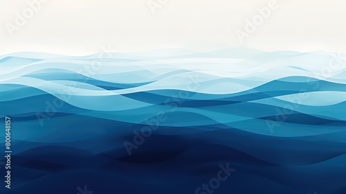 abstract wallpaper with gradient waves in dark blue, teal , cerulean and contrasting white 