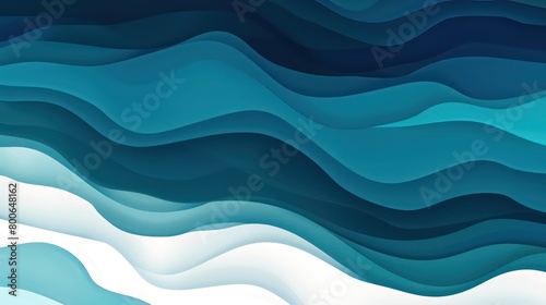 abstract wallpaper with gradient waves in dark blue, teal , cerulean and contrasting white
