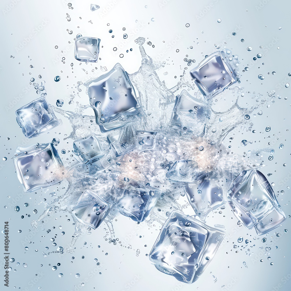 ice cubes blast on a white realistic background
ice cubes blast on a white realistic background