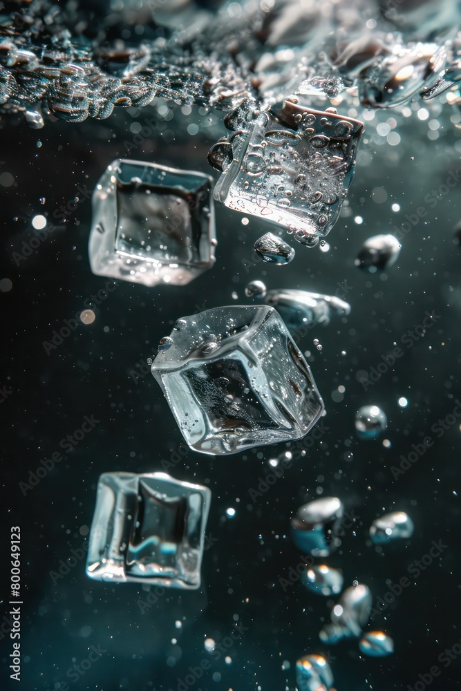 Ice cubes floating on water with nice lighting effects
Ice cubes floating on water with nice lighting effects