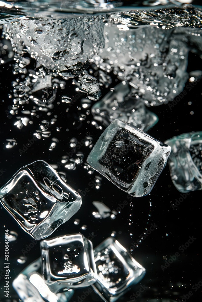 Ice cubes floating on water with nice lighting effects
Ice cubes floating on water with nice lighting effects