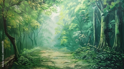 Green forest wall painting best art 4k