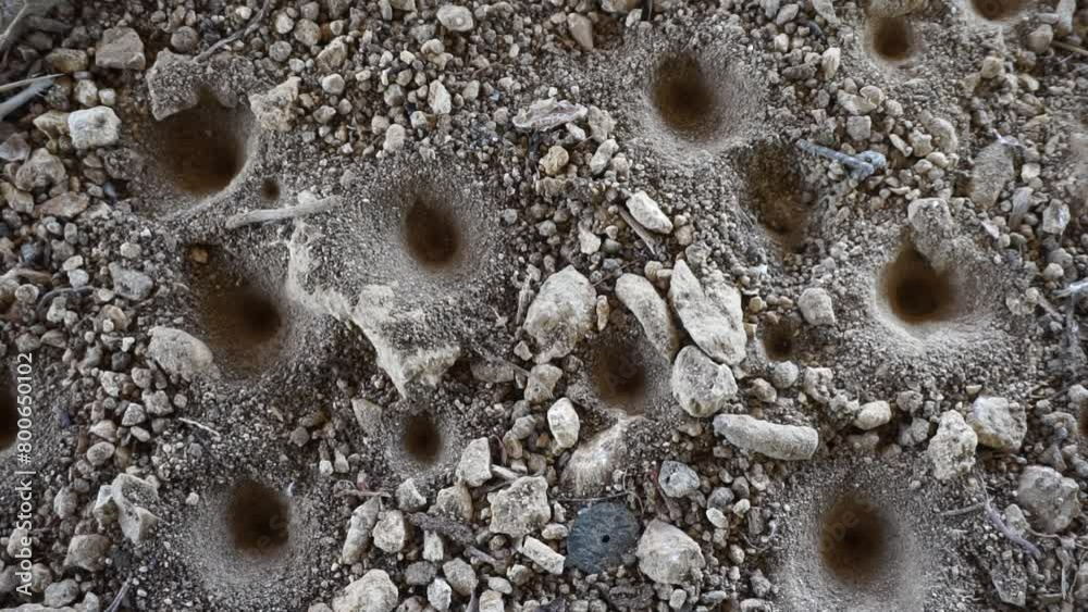 Antlion (Undur-undur) holes in the ground. These anmals are a group of about 2,000 species of insect in the neuropteran family Myrmeleontidae Antlion (Undur-undur) holes in the ground. These anmals are a group of about 2,000 species of insect in the neuropteran family Myrmeleontidae