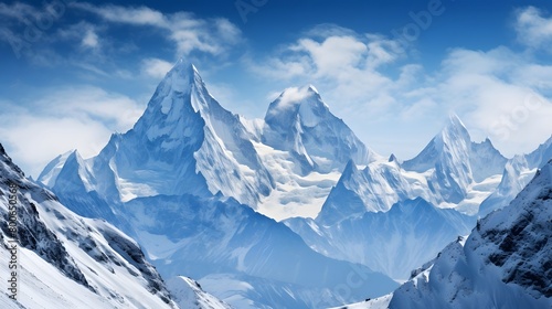 Panoramic view of the peaks of the Mont Blanc massif