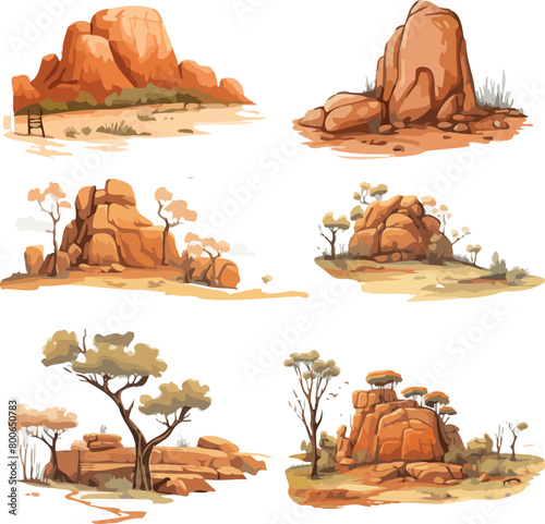 Australian Outback Vector Illustration Set