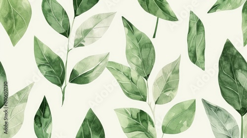 Green plant and leafs pattern. Pencil, hand drawn natural illustration. Simple organic plants design. Botany vintage graphic art. 4k wallpaper, background. Simple, minimal, clean design.