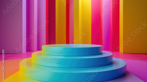 colorful product podium  minimalist  clean and vivid colors