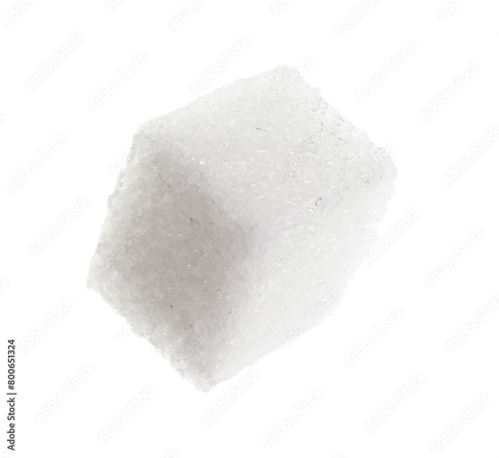 One refined sugar cube isolated on white One refined sugar cube isolated on white