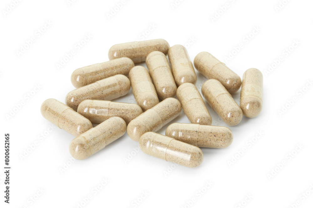 Vitamin capsules isolated on white. Health supplement Vitamin capsules isolated on white. Health supplement