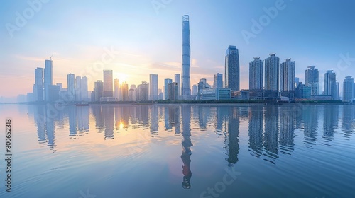 Guangzhou skyline, China, Pearl River and modern towers © mogamju