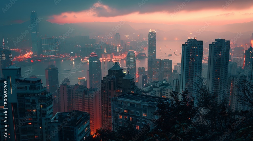 Hong Kong skyline, iconic skyscrapers
