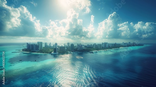 Male skyline, Maldives, tropical urban center photo