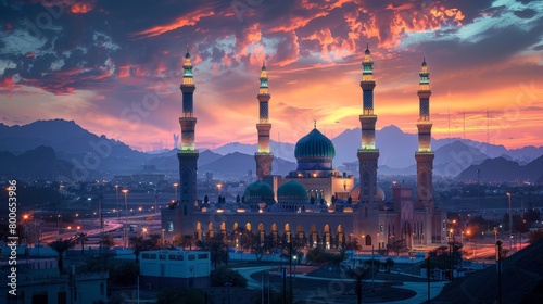 Medina skyline, Saudi Arabia, Islamic historic sites photo