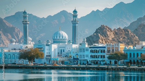 Muscat skyline, Oman, coastal and mountainous backdrop