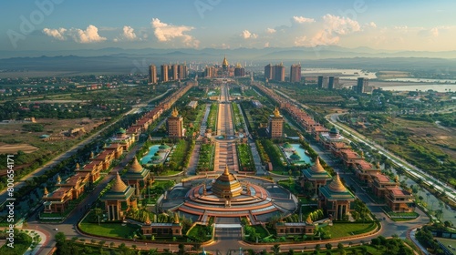 Naypyidaw skyline, Myanmar, spacious and planned city layout