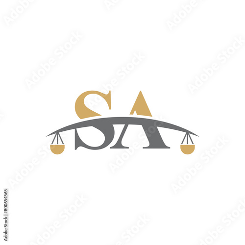 Letters S and A With Scale Logo Vector 100