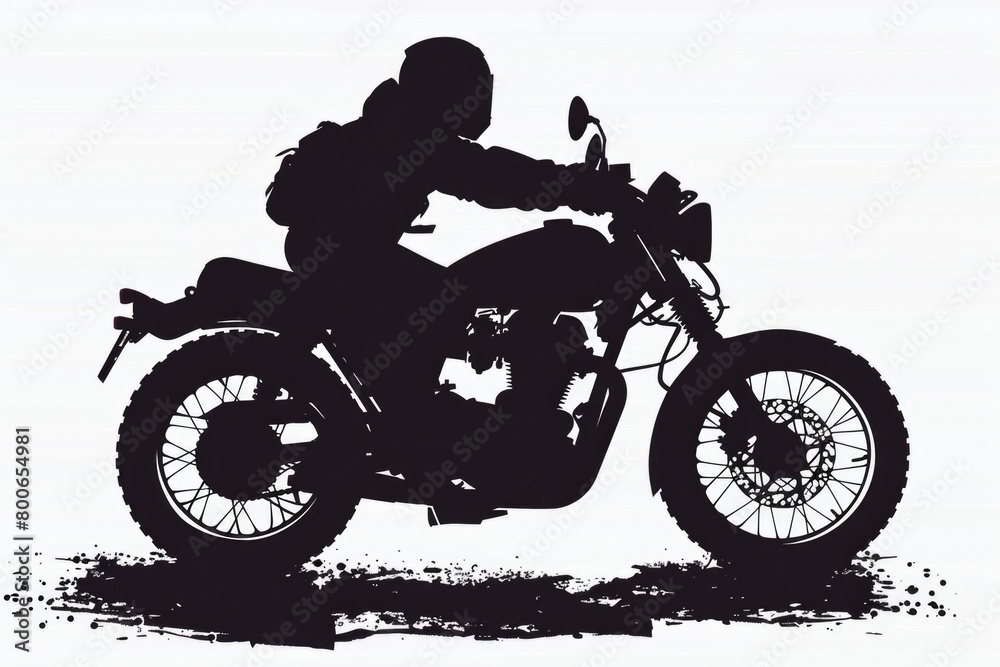 Obraz premium A silhouette of a person riding a motorcycle. Ideal for transportation concepts