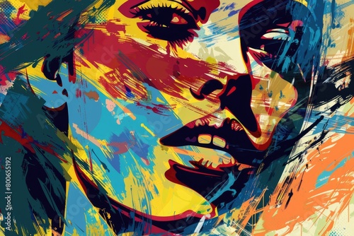 A vibrant painting of a woman s face  suitable for various design projects