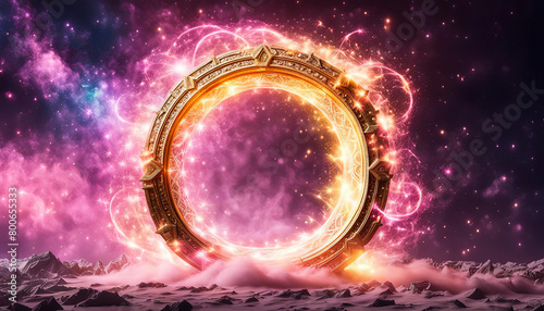 Beautiful galactic portal with copy space