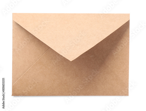 One kraft letter envelope isolated on white