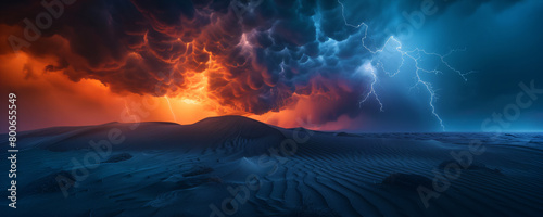 cloudy and windy storm in a stunning landscape, power of thunderstorm and dramatic weather in climate change