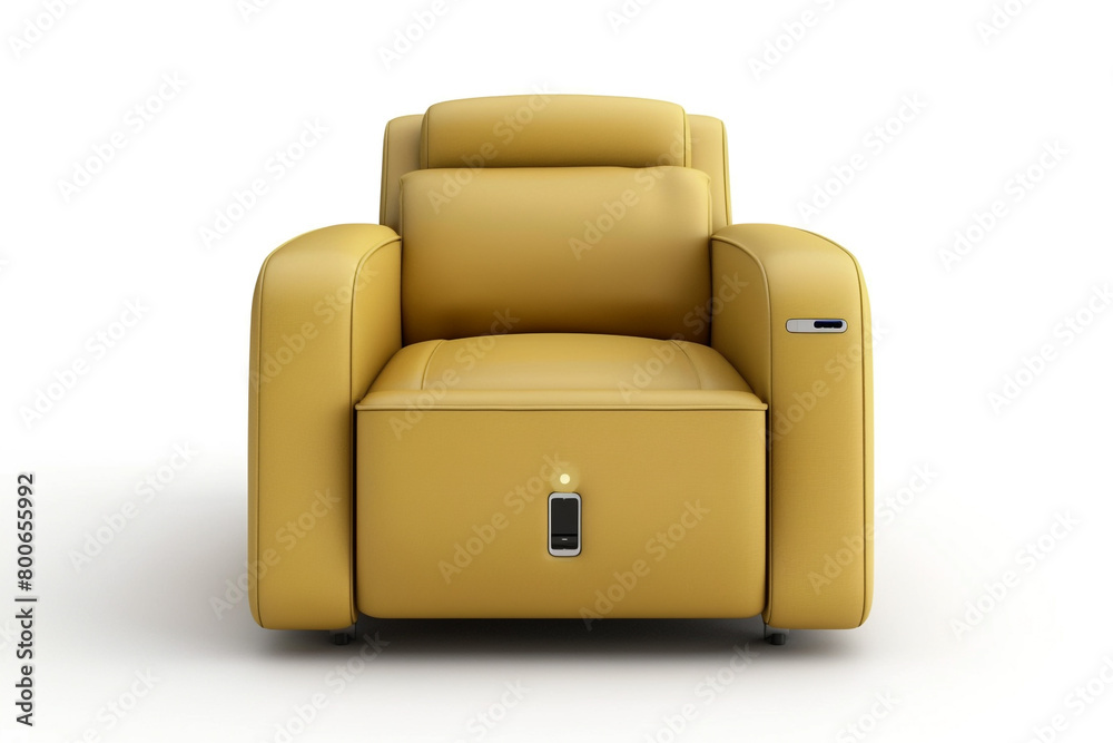 A club chair with a built-in USB charging port, allowing you to conveniently charge your devices, isolated on a solid white background. A club chair with a built-in USB charging port, allowing you to conveniently charge your devices, isolated on a solid white background.