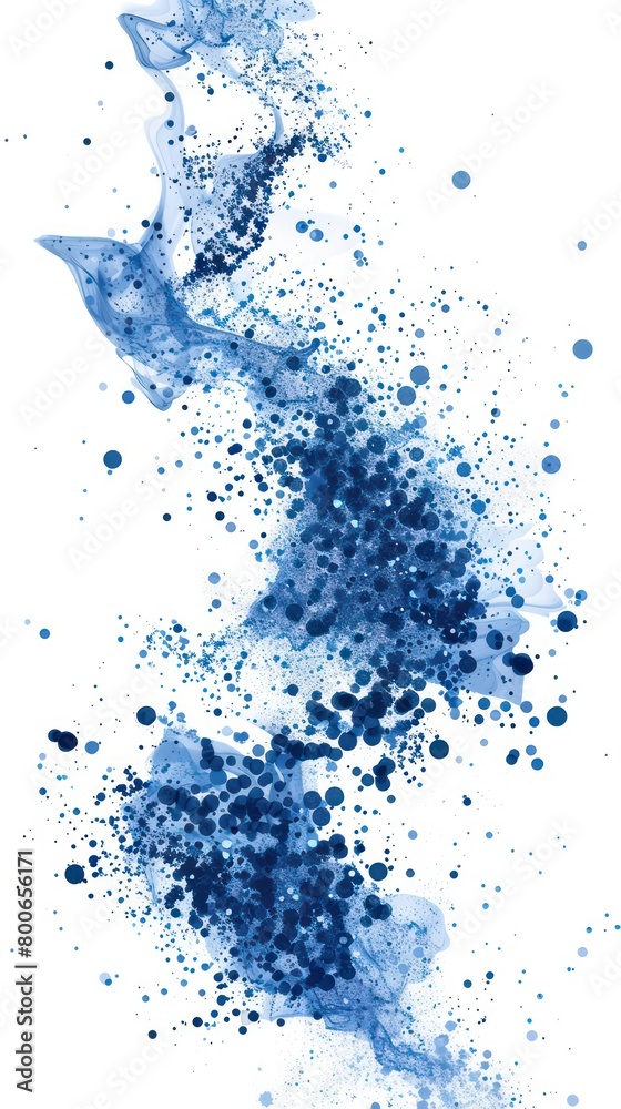 Fototapeta premium a digital representation of pathology made of blue (#4CC8ED) dots. The image has a almost white background (#eee) --ar 9:16 Job ID: aff57268-61ec-4811-b6f1-1ee3c6b69eb2
