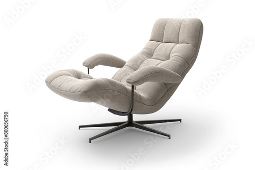 A club chair with a reclining feature, offering ultimate relaxation, isolated on a solid white background.