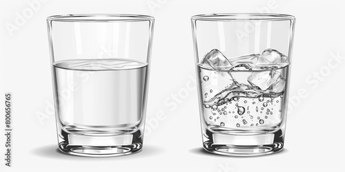 Refreshing water glasses with ice cubes  perfect for summer themes