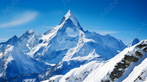 Panoramic view of Mont Blanc massif, Chamonix, France photo
