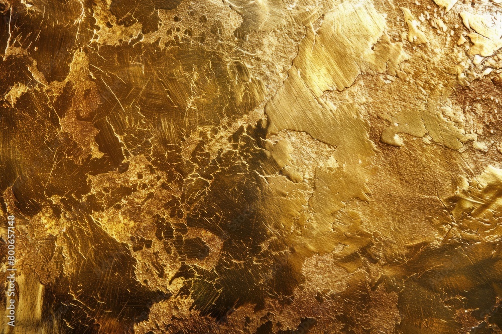 Detailed shot of gold paint on a wall, suitable for backgrounds and textures