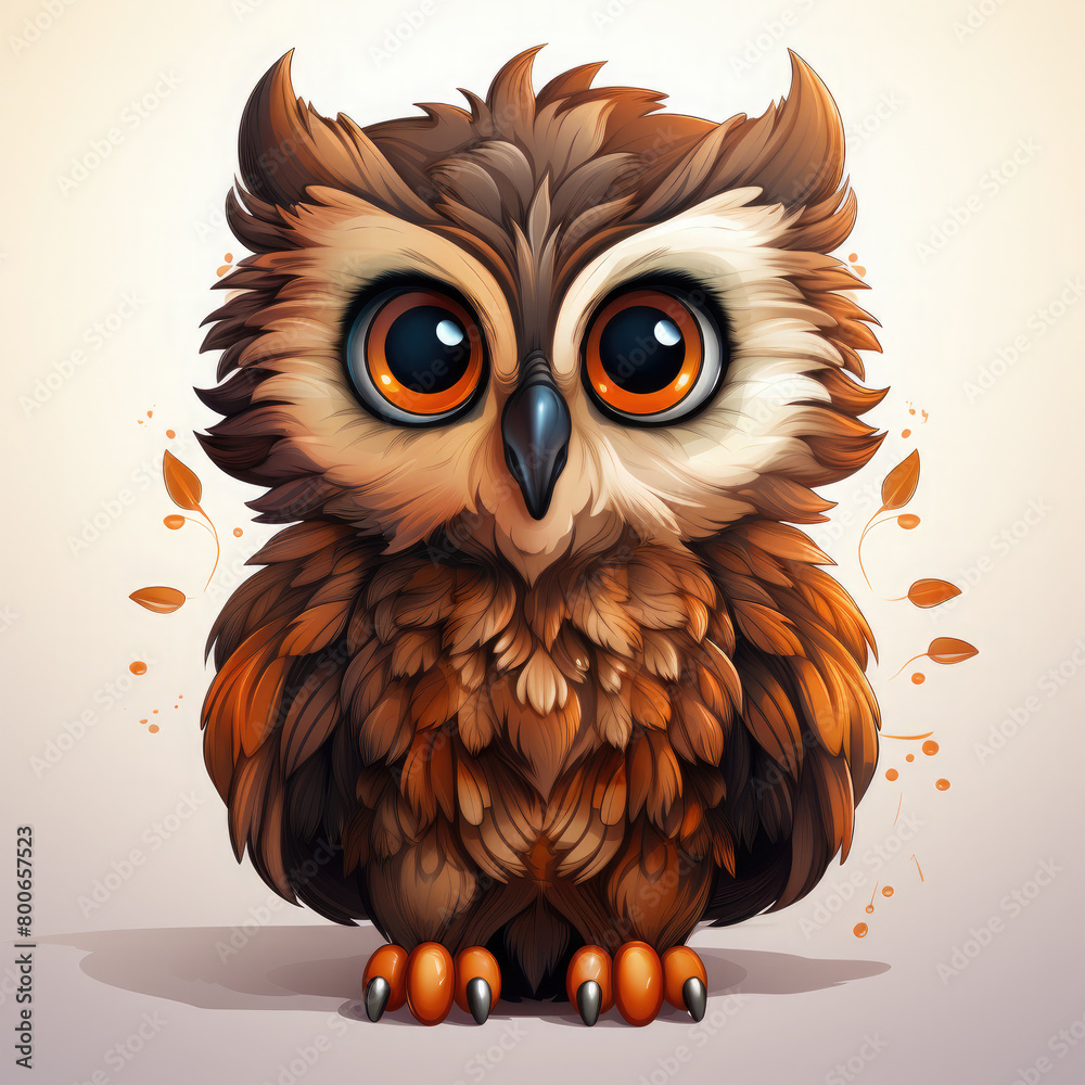 Obraz premium Watercolor Owl vector, clipart Illustration, Generative Ai