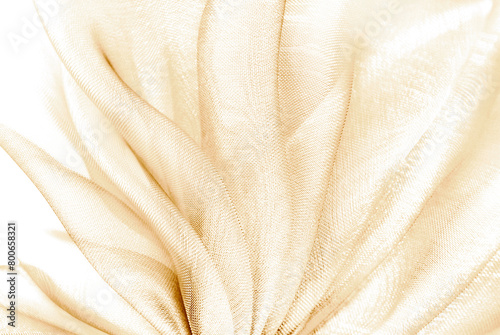 closeup of the wavy creamy peach color  organza fabric