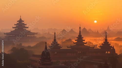 Mandalay skyline, Myanmar, traditional Burmese culture