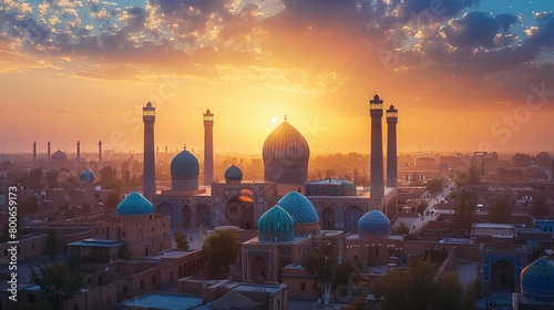 Samarqand skyline, Uzbekistan, Silk Road splendor photo