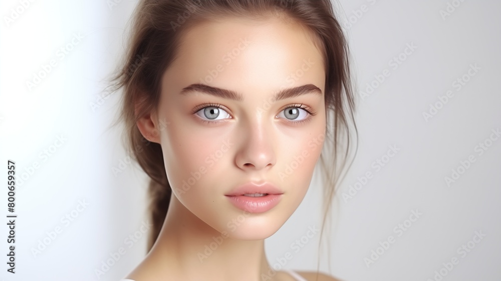 Portrait of a Young Woman with Flawless Skin and Subtle Makeup Portrait of a Young Woman with Flawless Skin and Subtle Makeup