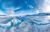 a panoramic view of the vast icy expanse of the ice glaciar