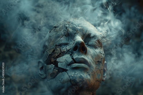 Close-up of a statue emitting smoke  suitable for various concepts