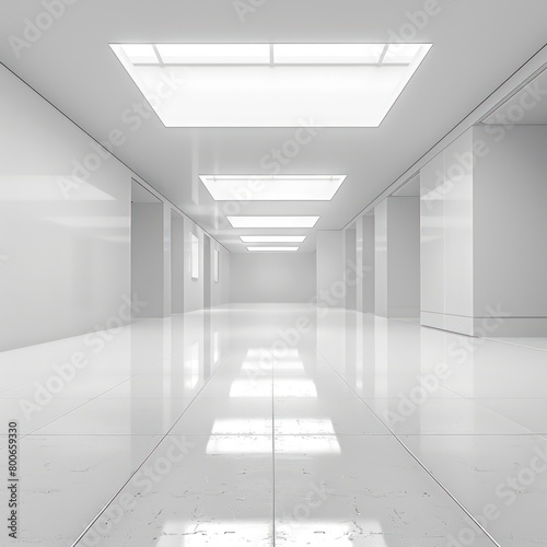 wide empty room in perspective with drawing structure lines in white colors and nice light