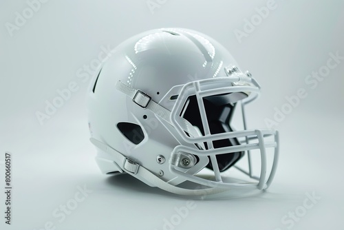 A generic white football helmet designed for American football, representing safety and protection during the game © Boraryn