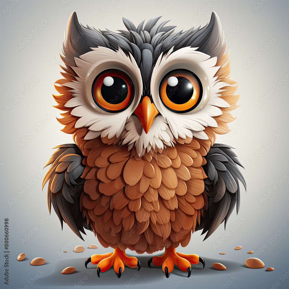 Fototapeta premium Watercolor Owl vector, clipart Illustration, Generative Ai