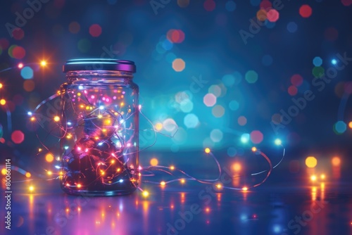 A jar filled with colorful lights, perfect for adding a festive touch to any project