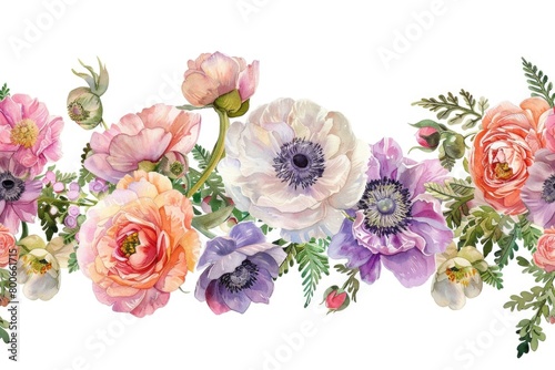 Colorful flowers arranged on a clean white background. Suitable for various design projects