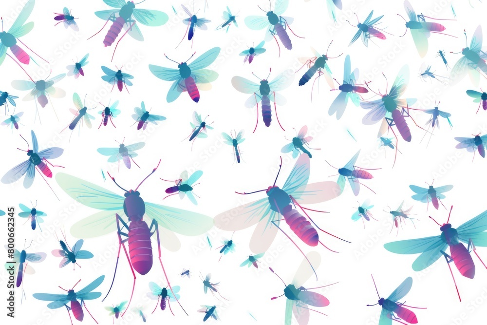 A group of mosquitos flying in the air, useful for illustrating insect infestation A group of mosquitos flying in the air, useful for illustrating insect infestation