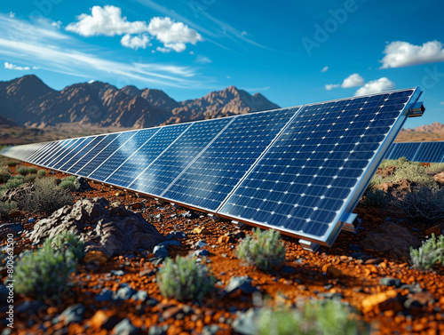 A large solar farm in the desert