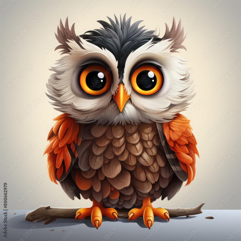 Fototapeta premium Watercolor Owl vector, clipart Illustration, Generative Ai