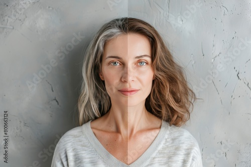 Aging resistance treatments integrate longevity with split skincare solutions, focusing on care for aging divisions and mature visual contrasts.