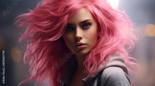 Vibrant Pink Hair Portrait