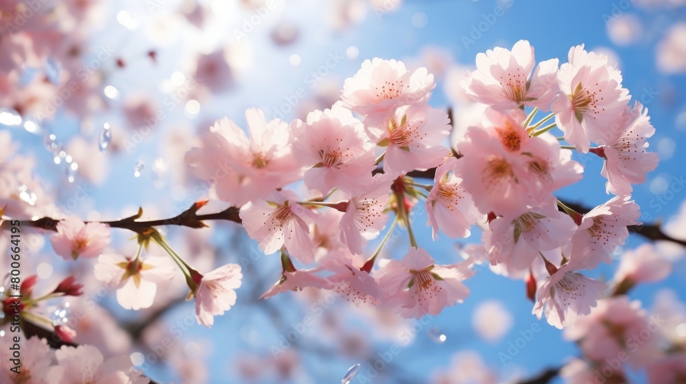 Blooming cherry blossoms against blue sky Blooming cherry blossoms against blue sky