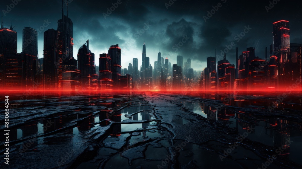 Futuristic Dystopian City Skyline